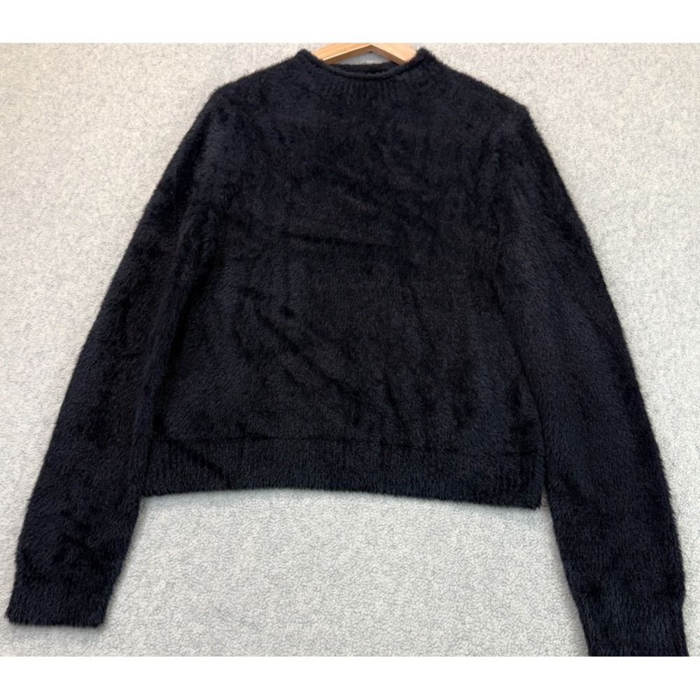 Universal Thread Womens Sweater Black Fuzzy Textured Long Sleeve Comfort M